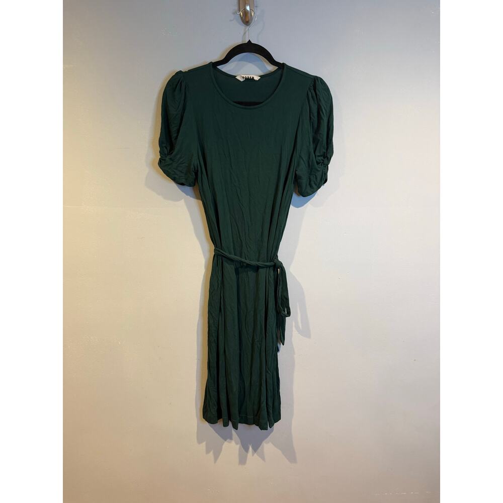 Boden Puff Sleeve Belted Green Midi Dress (Size 8R)